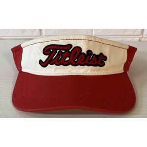 Titleist Golfing Visor‎ Hat Youth Red &  White Adjustable